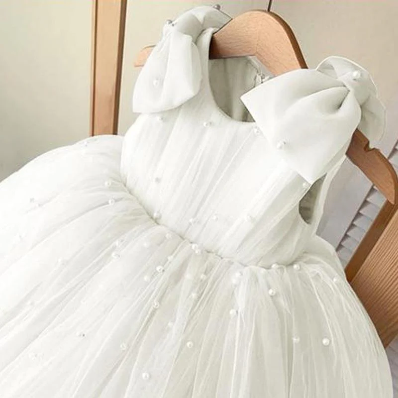 Baby Girl Beauty Pageant Bead Mesh Dress Toddler Birthday First Communion Princess Dress - Image 7
