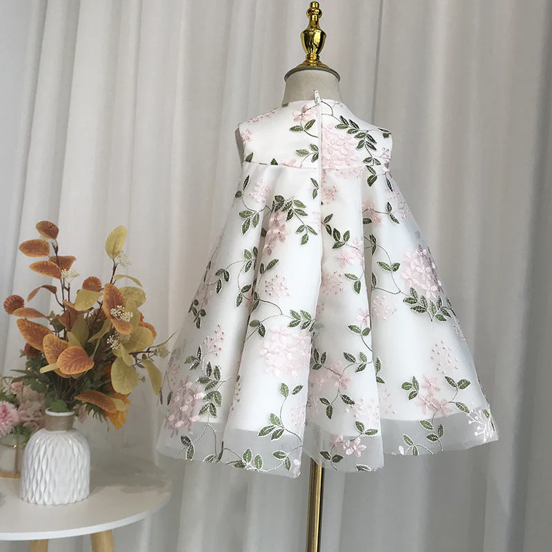 Baby Girl Dress Toddler Birthday Party Flower Printing Bow Communion Dress - Image 2