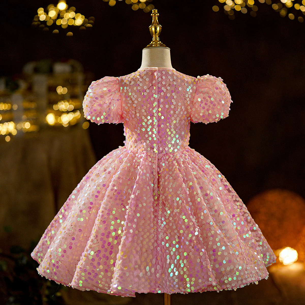 Baby Girl Pink Sequins First Communion Dress Toddler Birthday Princess Dress - Image 2