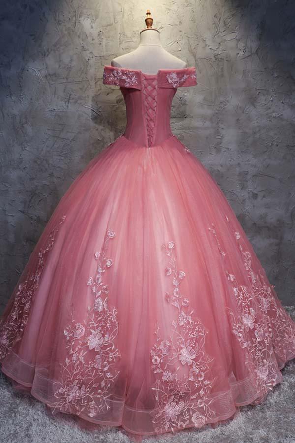 Ball Gown Off-the-Shoulder Tulle Wedding Dress With Appliques WD196 - Image 2