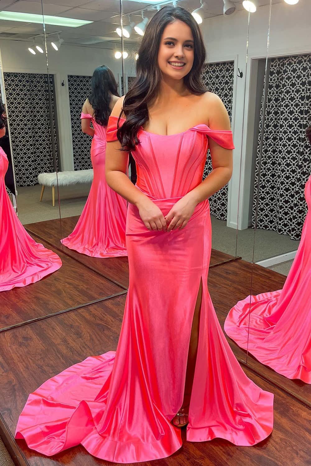 Black Corset Off the Shoulder Long Prom Dress with Slit - Image 4