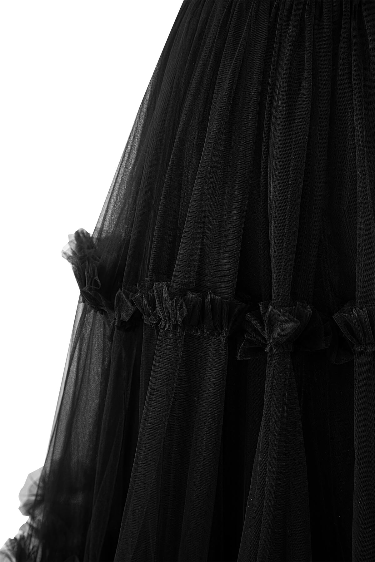 A-Line Corset Ruffled Tulle Prom Dress - Image 7