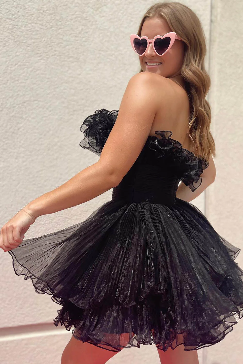 A-Line Strapless Ruffled Short Homecoming Dress - Image 5