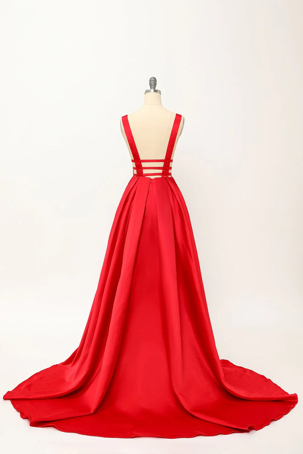 Blush Satin Long Prom Dress - Image 7