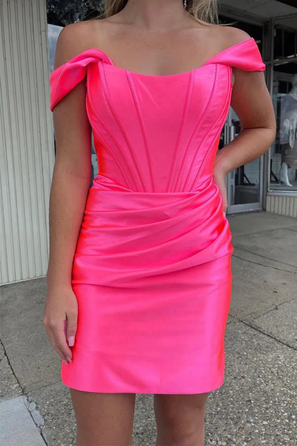 Bodycon Off the Shoulder Turquoise Homecoming Dress with Ruched PD528 - Image 3