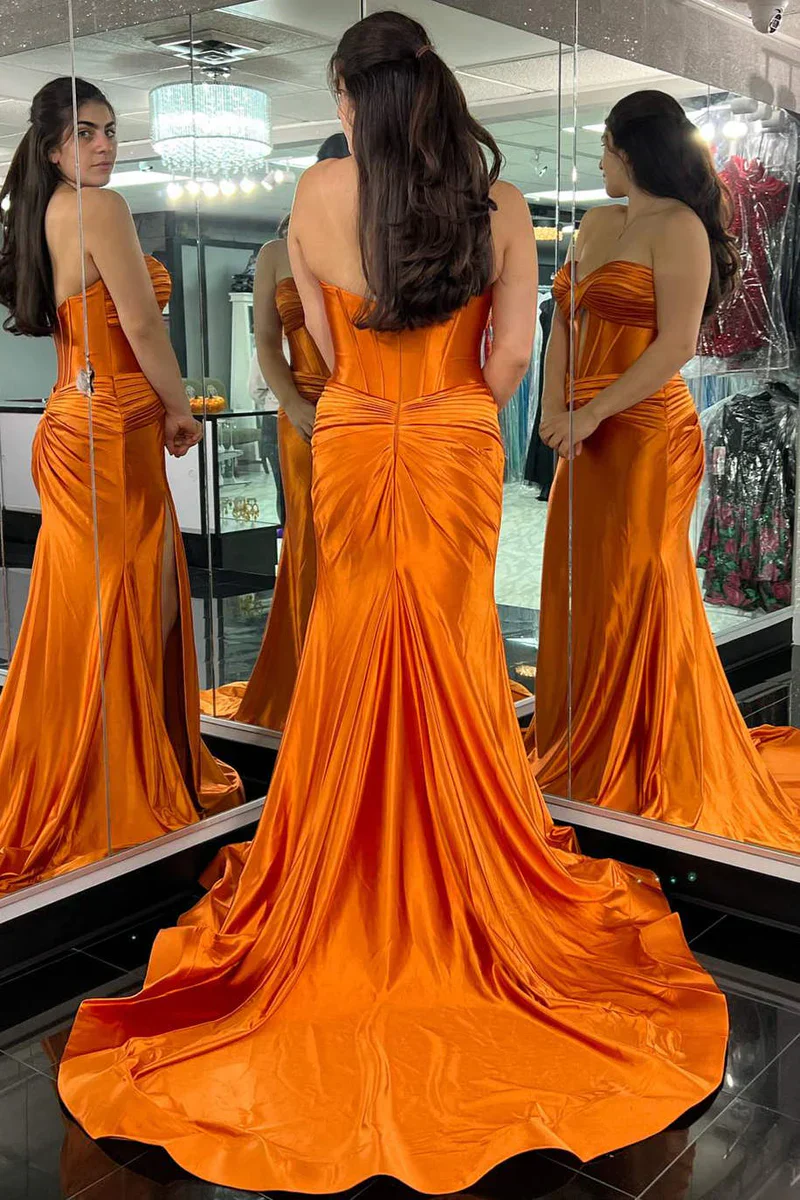 Sweetheart Satin Mermaid Long Prom Dress - Image 13