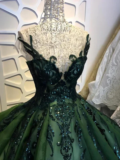 Sequin sparkly off the shoulder ball gown wedding prom dress sweet 16 dresses - Image 2