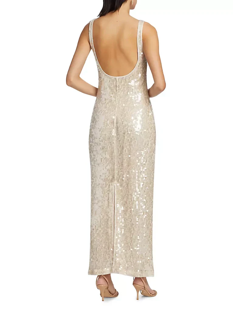 Chic Sequin Tank Champagne Backless Prom Dress - Image 3