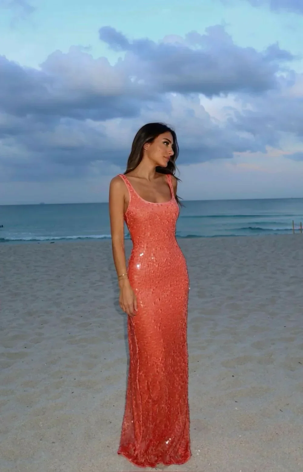 Chic Sequin Tank Champagne Backless Prom Dress - Image 4