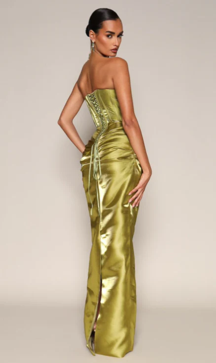 Chic Strapless Corset Ruched Split Prom Dress - Image 2