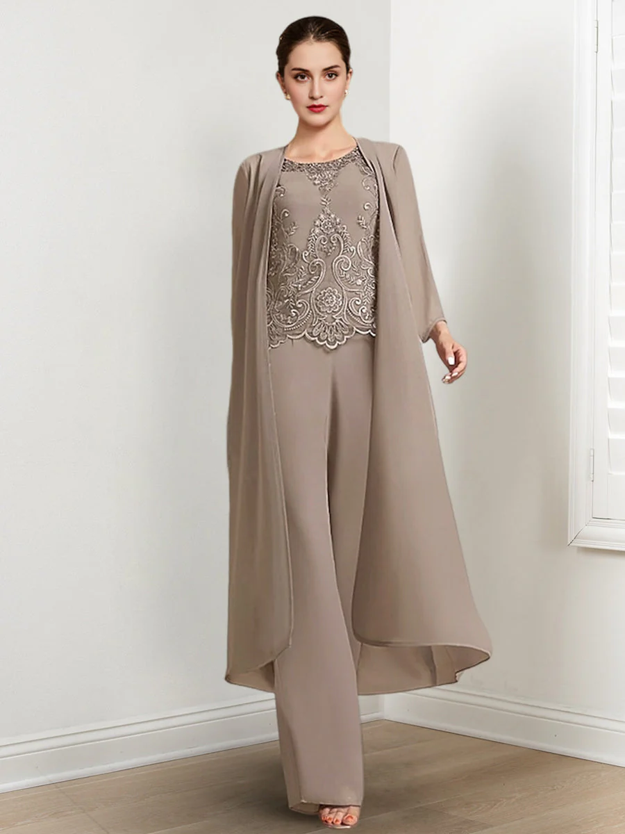 Chiffon Long Sleeves Mother Of The Bride Pantsuits With Jacket - Image 2
