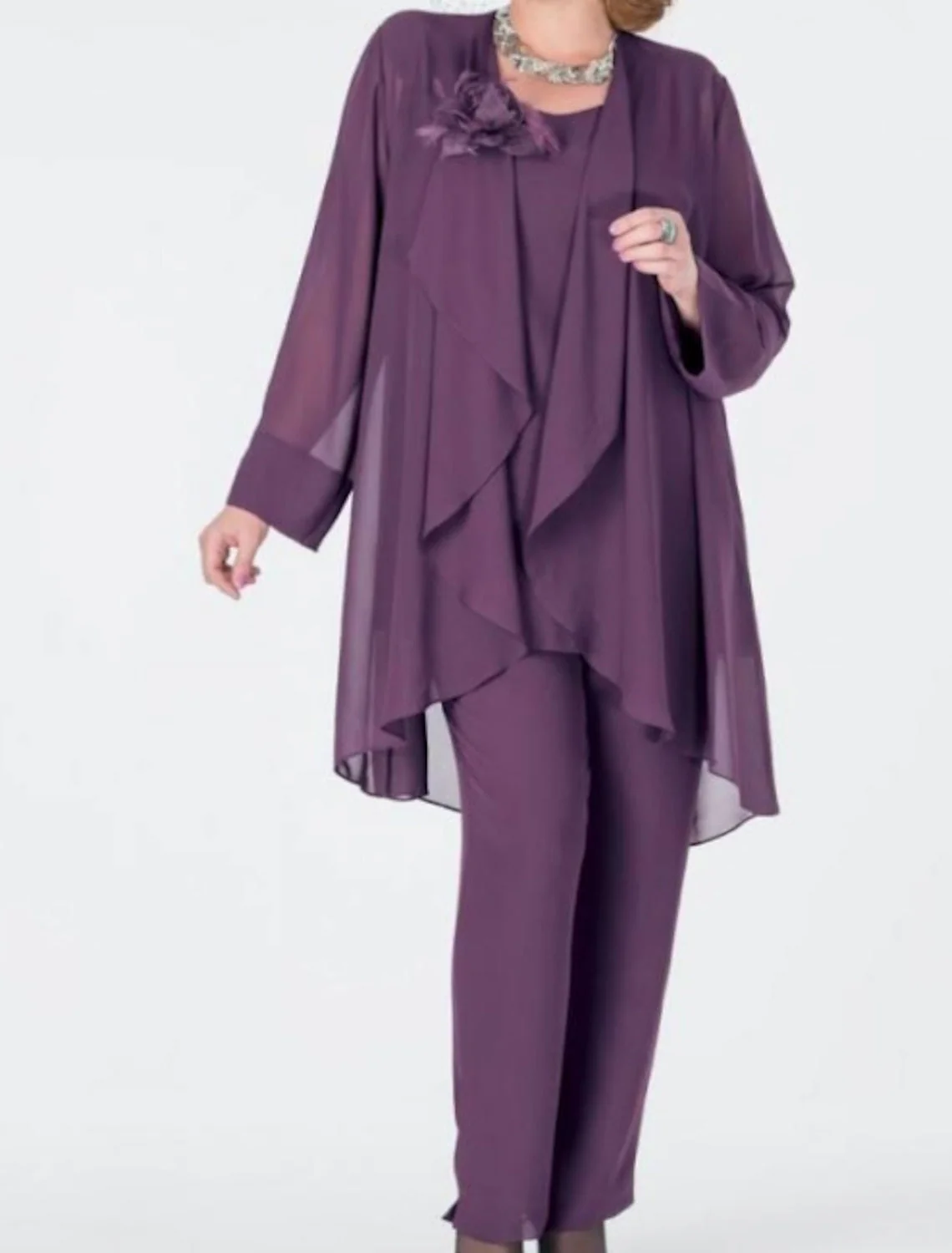 Chiffon Mother of the Bride Pantsuits with Jacket - Image 3