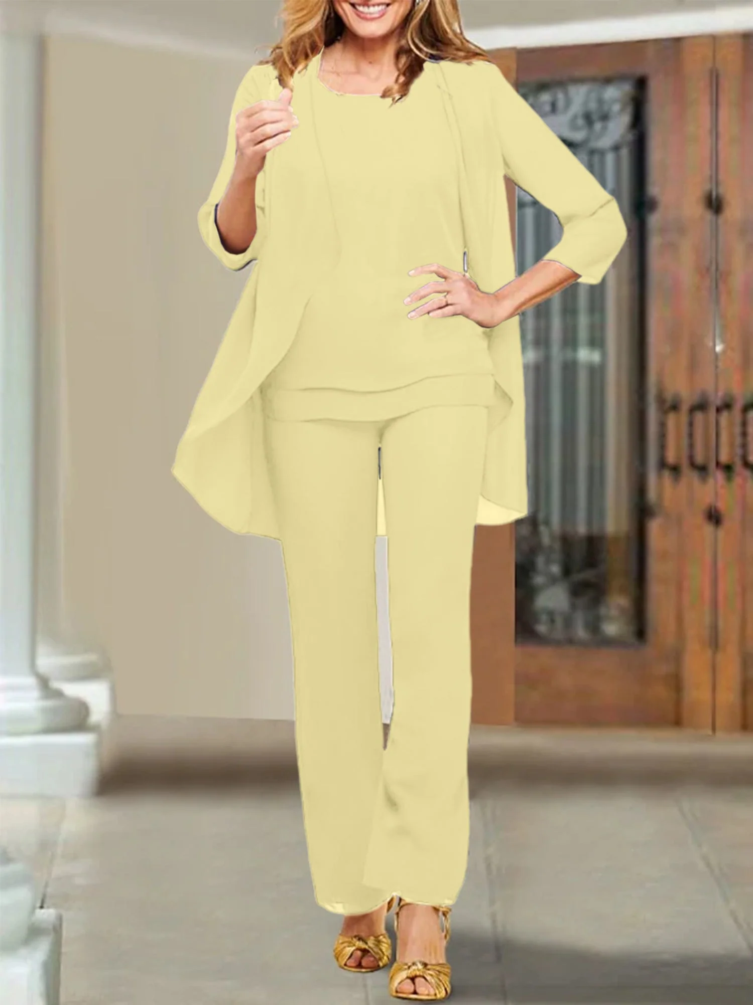 Chiffon Scoop Mother of the Bride Pantsuits - Image 132
