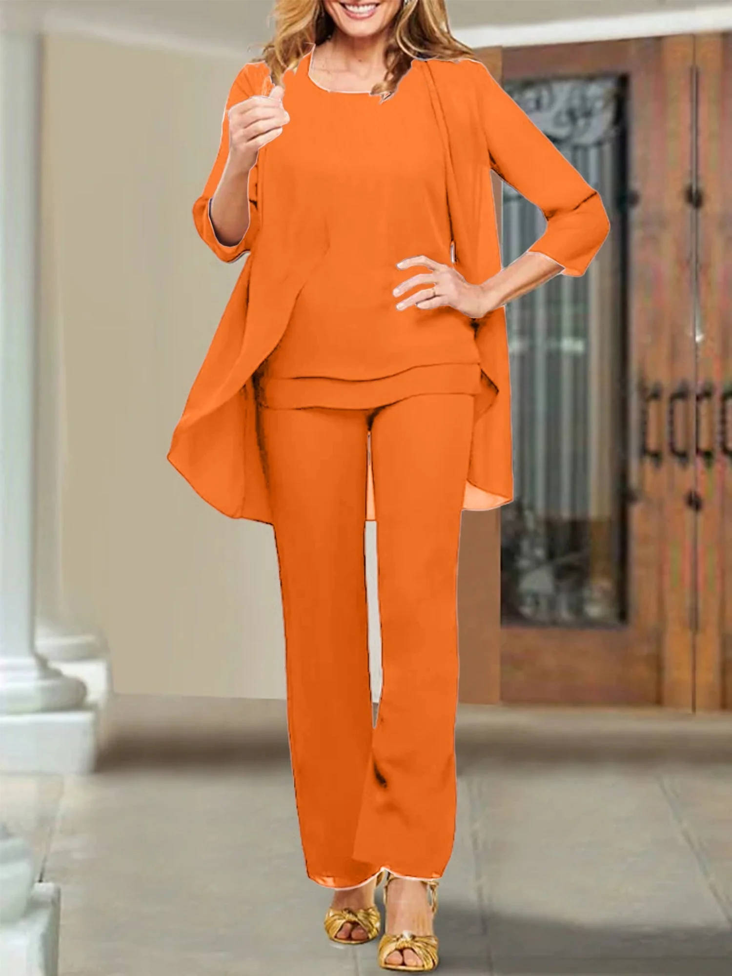 Chiffon Scoop Mother of the Bride Pantsuits - Image 135
