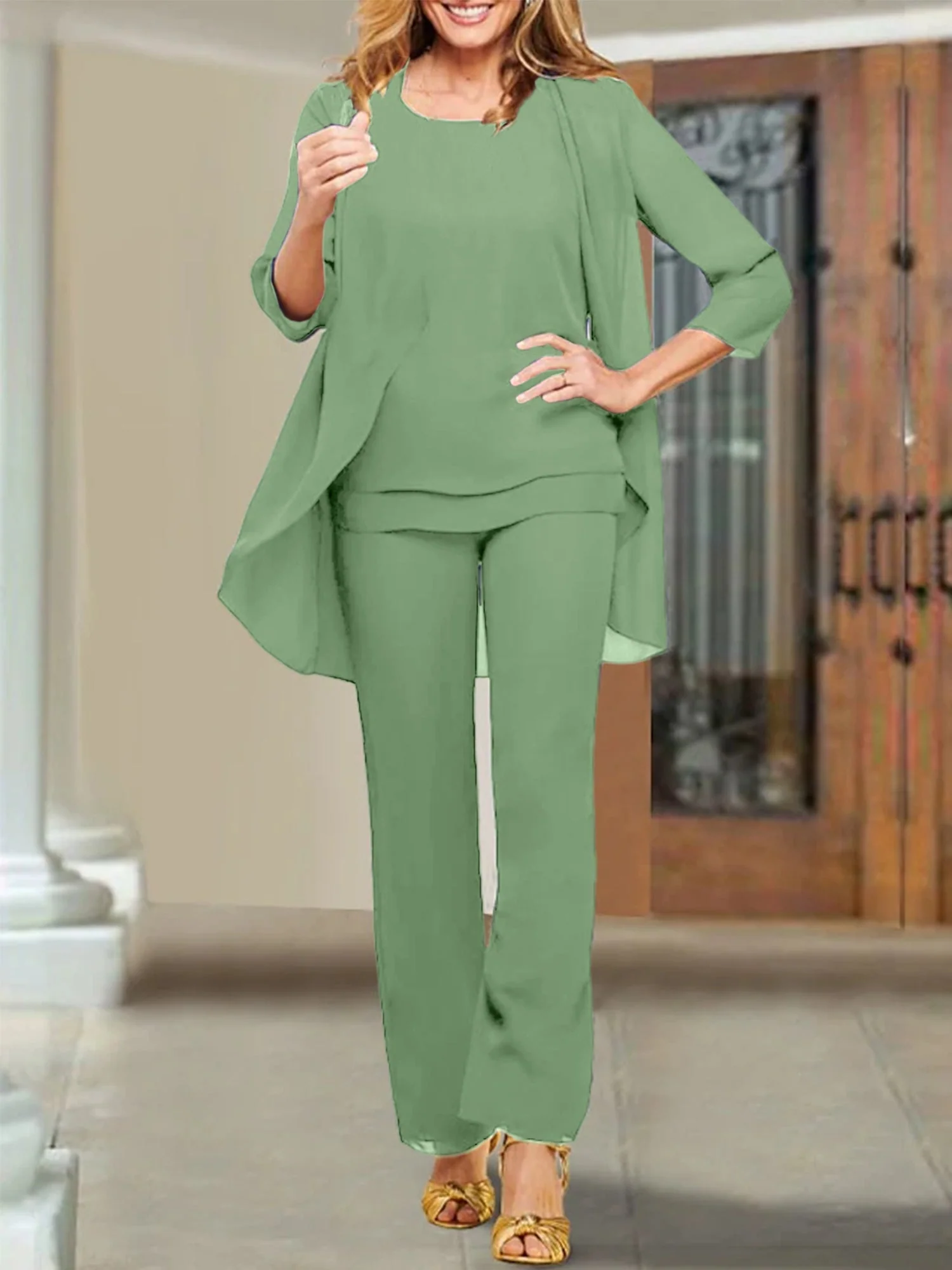 Chiffon Scoop Mother of the Bride Pantsuits - Image 17