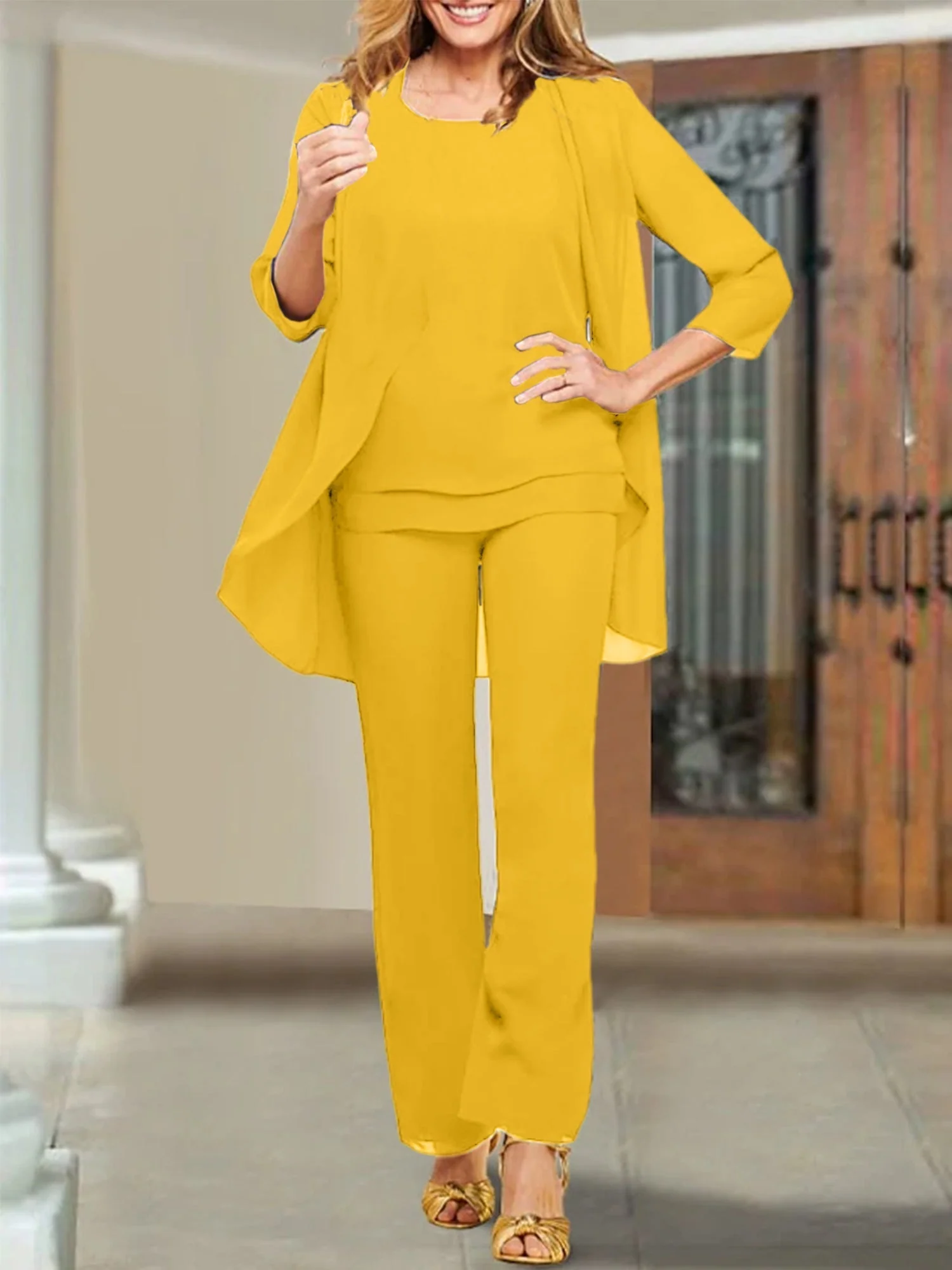 Chiffon Scoop Mother of the Bride Pantsuits - Image 22