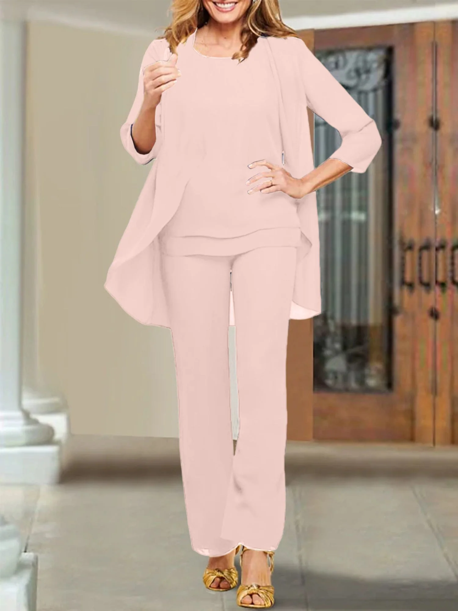 Chiffon Scoop Mother of the Bride Pantsuits - Image 32