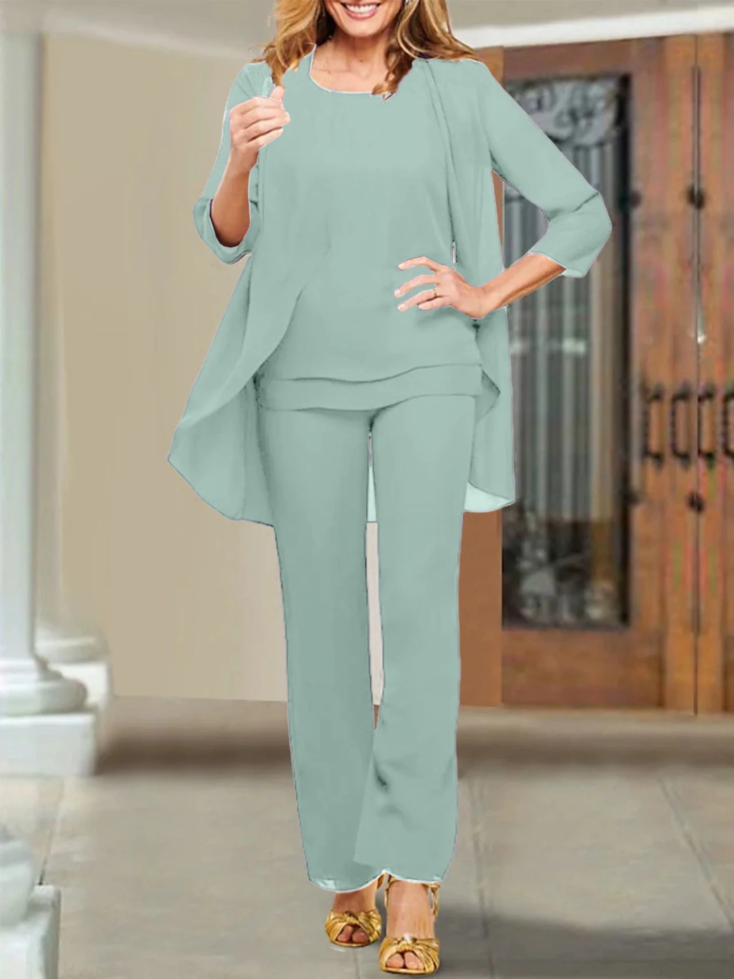 Chiffon Scoop Mother of the Bride Pantsuits - Image 39