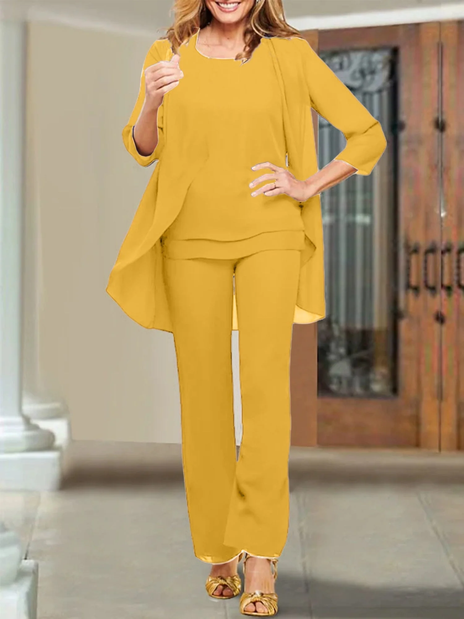 Chiffon Scoop Mother of the Bride Pantsuits - Image 41