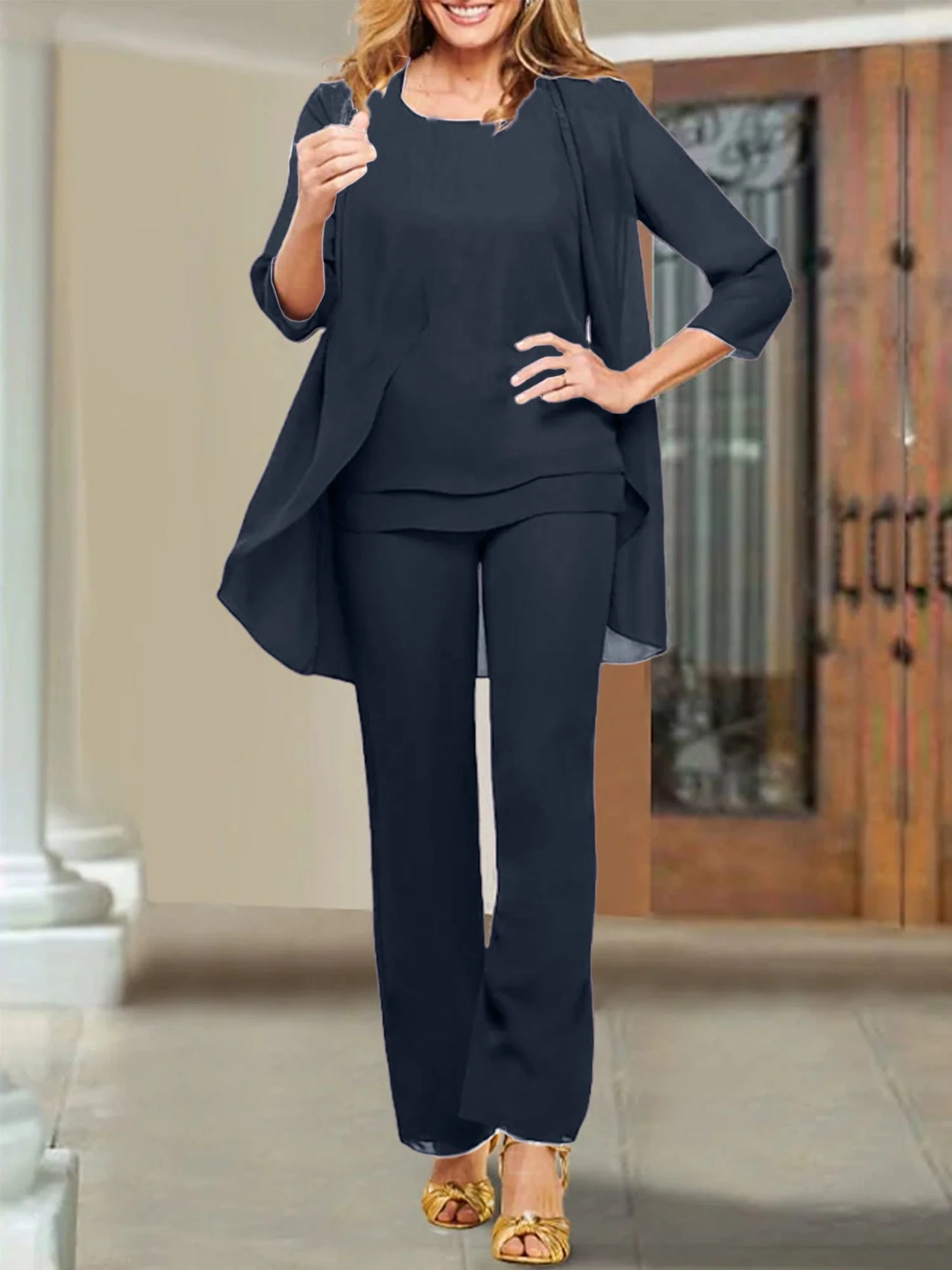 Chiffon Scoop Mother of the Bride Pantsuits - Image 42