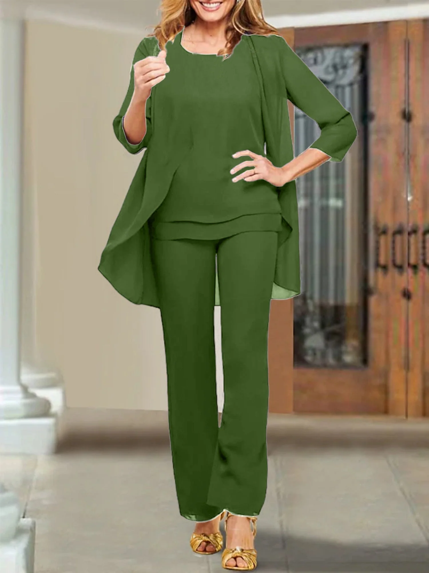 Chiffon Scoop Mother of the Bride Pantsuits - Image 45
