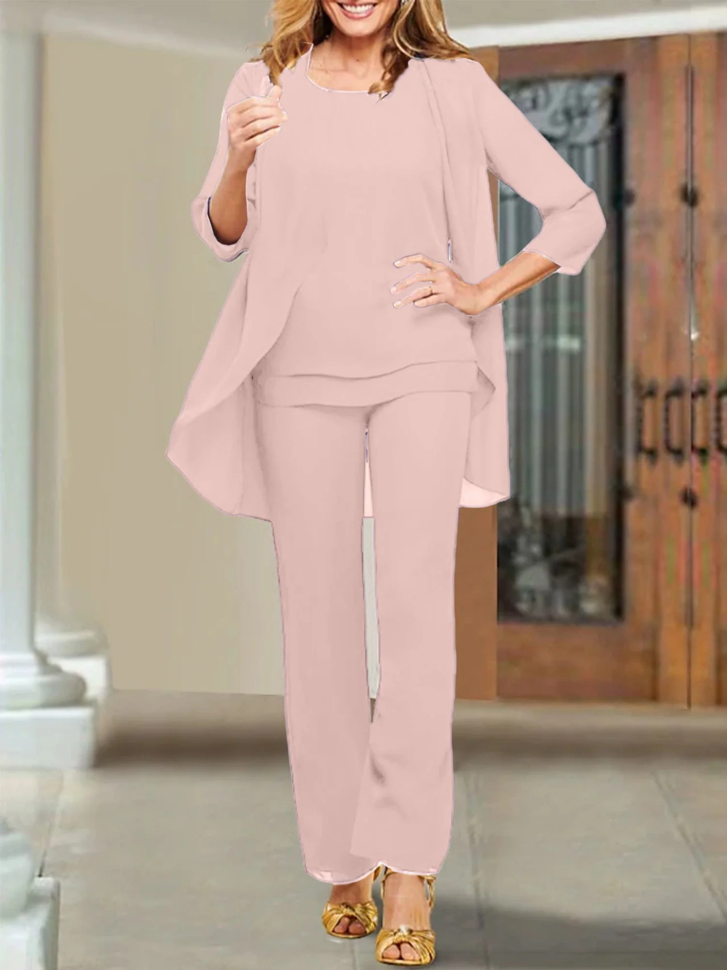 Chiffon Scoop Mother of the Bride Pantsuits - Image 50