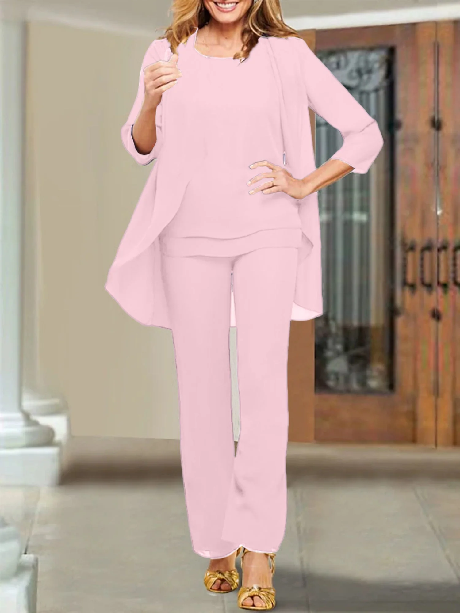 Chiffon Scoop Mother of the Bride Pantsuits - Image 51