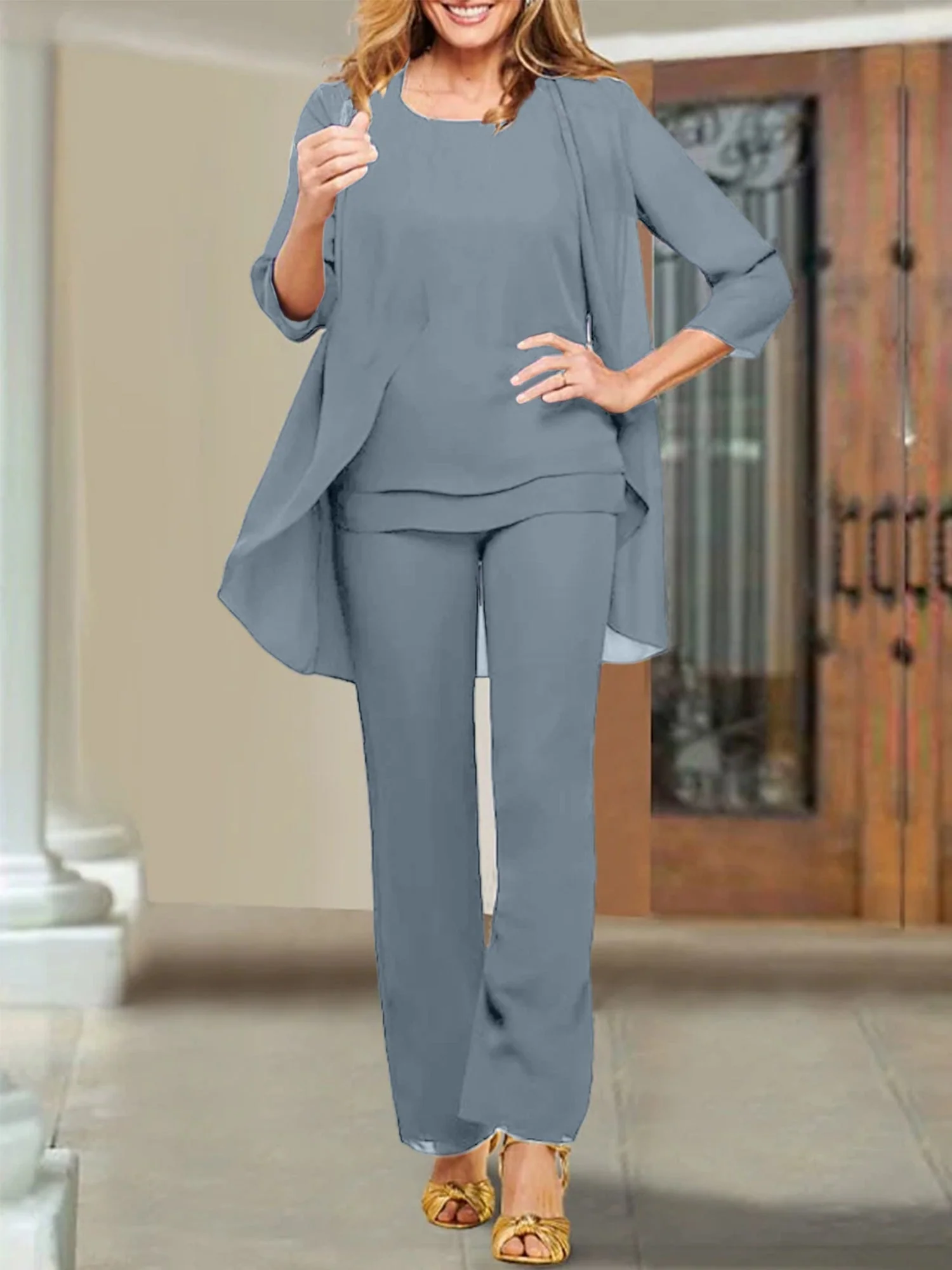 Chiffon Scoop Mother of the Bride Pantsuits - Image 72