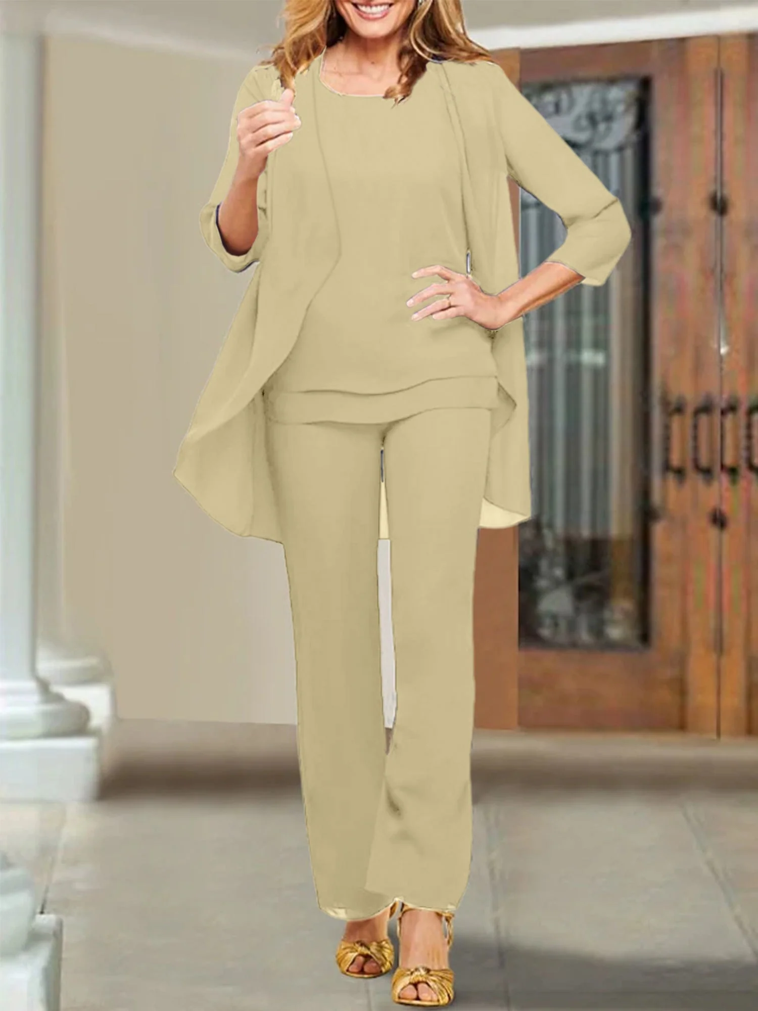 Chiffon Scoop Mother of the Bride Pantsuits - Image 87
