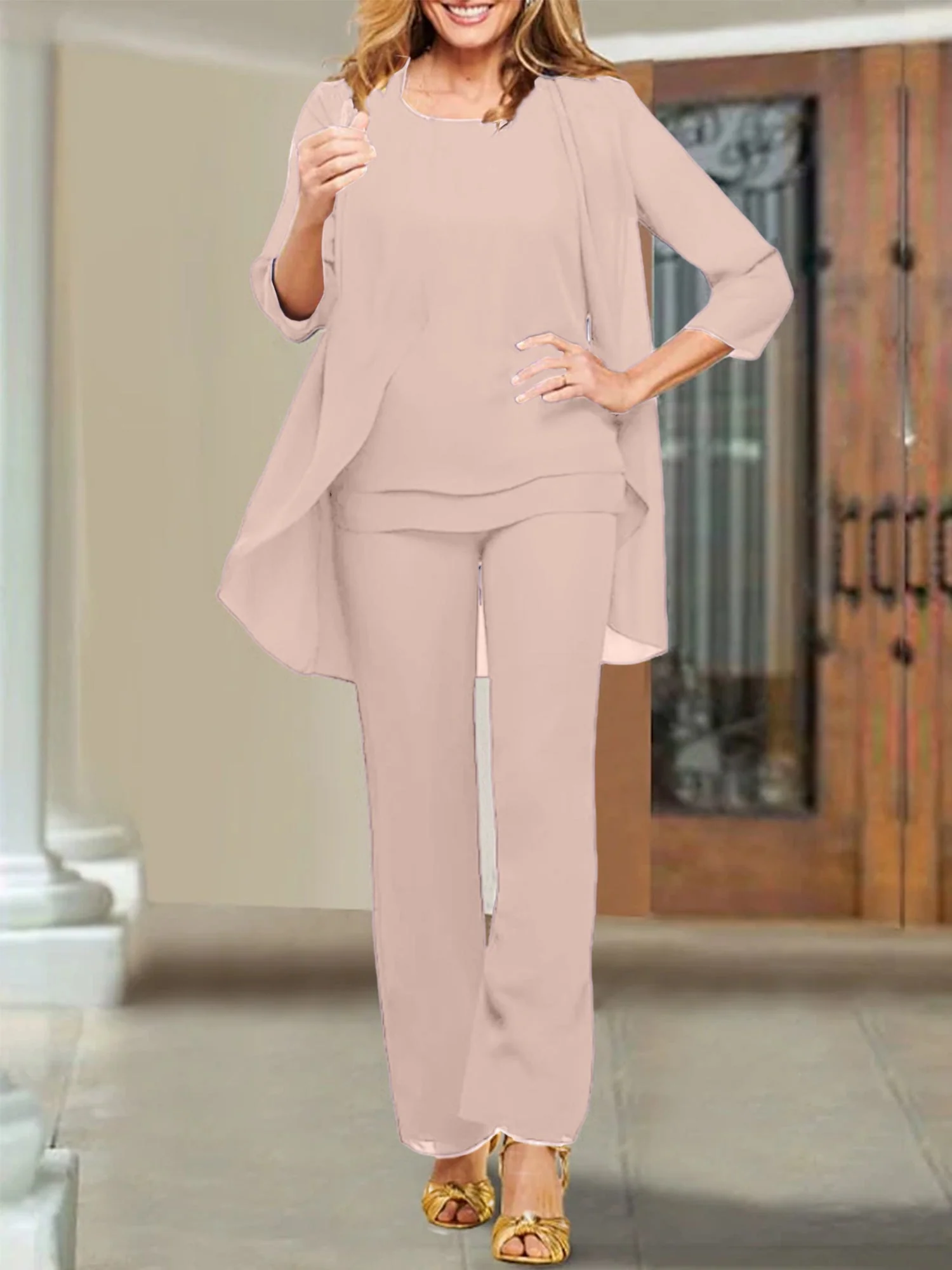 Chiffon Scoop Mother of the Bride Pantsuits - Image 91