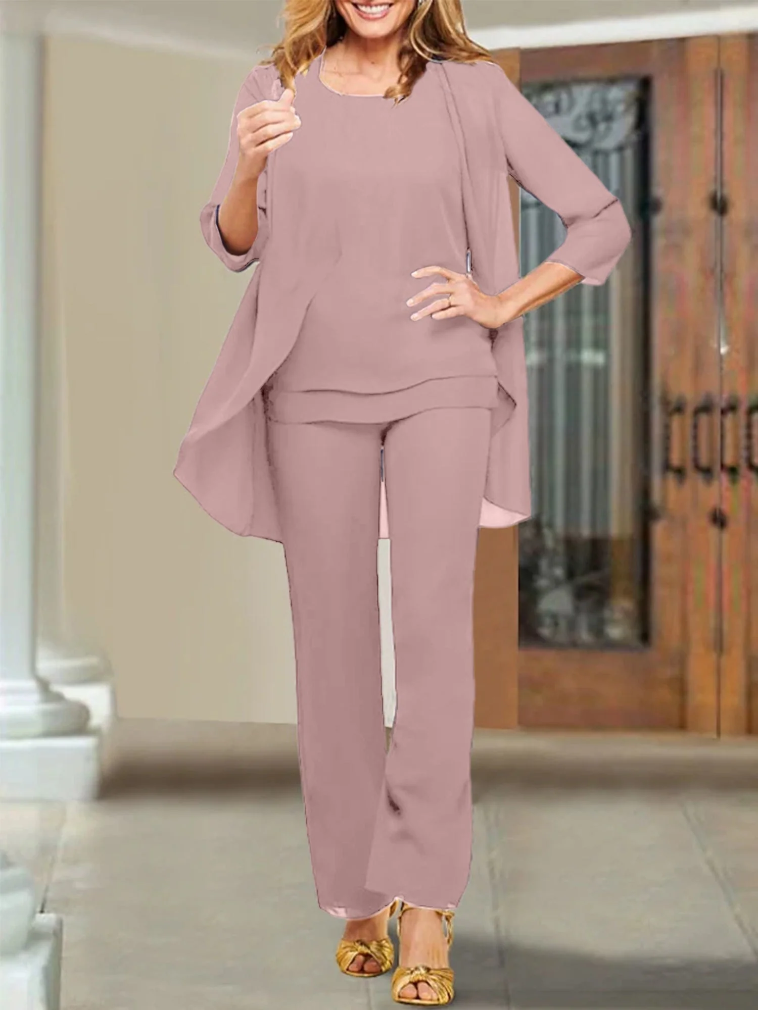 Chiffon Scoop Mother of the Bride Pantsuits - Image 93