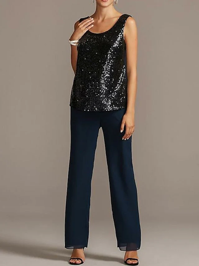 Chiffon Scoop Mother of the Bride Pantsuits - Image 3