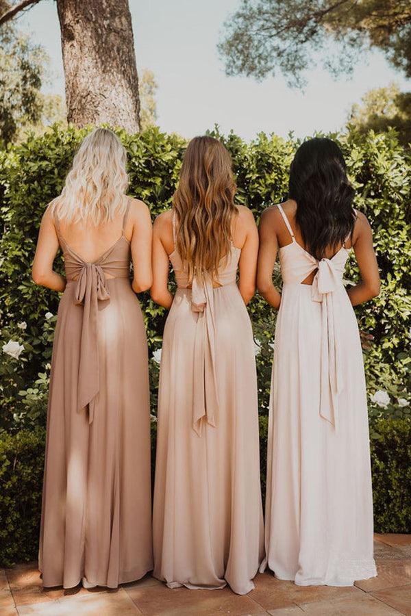 Chiffon Spaghetti Straps Neckline A-line Bridesmaid Dresses - Image 2