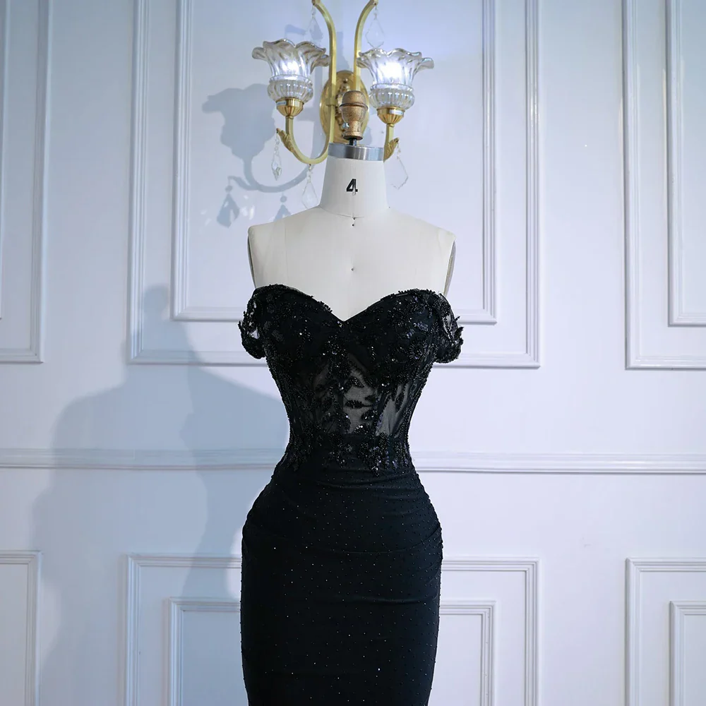 Classy Black Off-Shoulder Lace Prom Dress LA72999 - Image 6