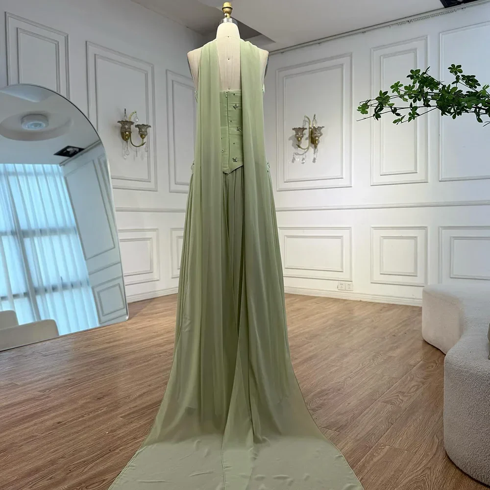 Classy Sage Green A-Line Chiffon Evening Dress LA73073 - Image 14