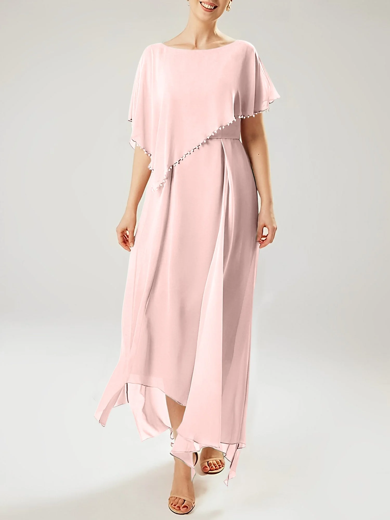 Sheath/Column Scoop Short Sleeves Mother of the Bride Dresses with Tassel - Image 111