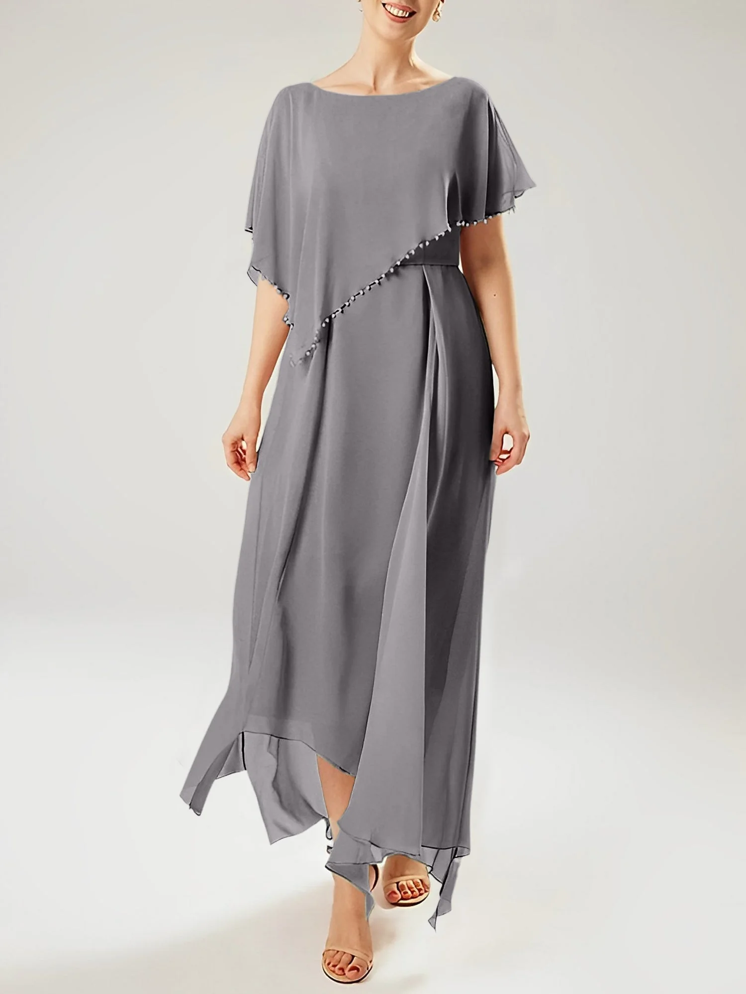 Sheath/Column Scoop Short Sleeves Mother of the Bride Dresses with Tassel - Image 133