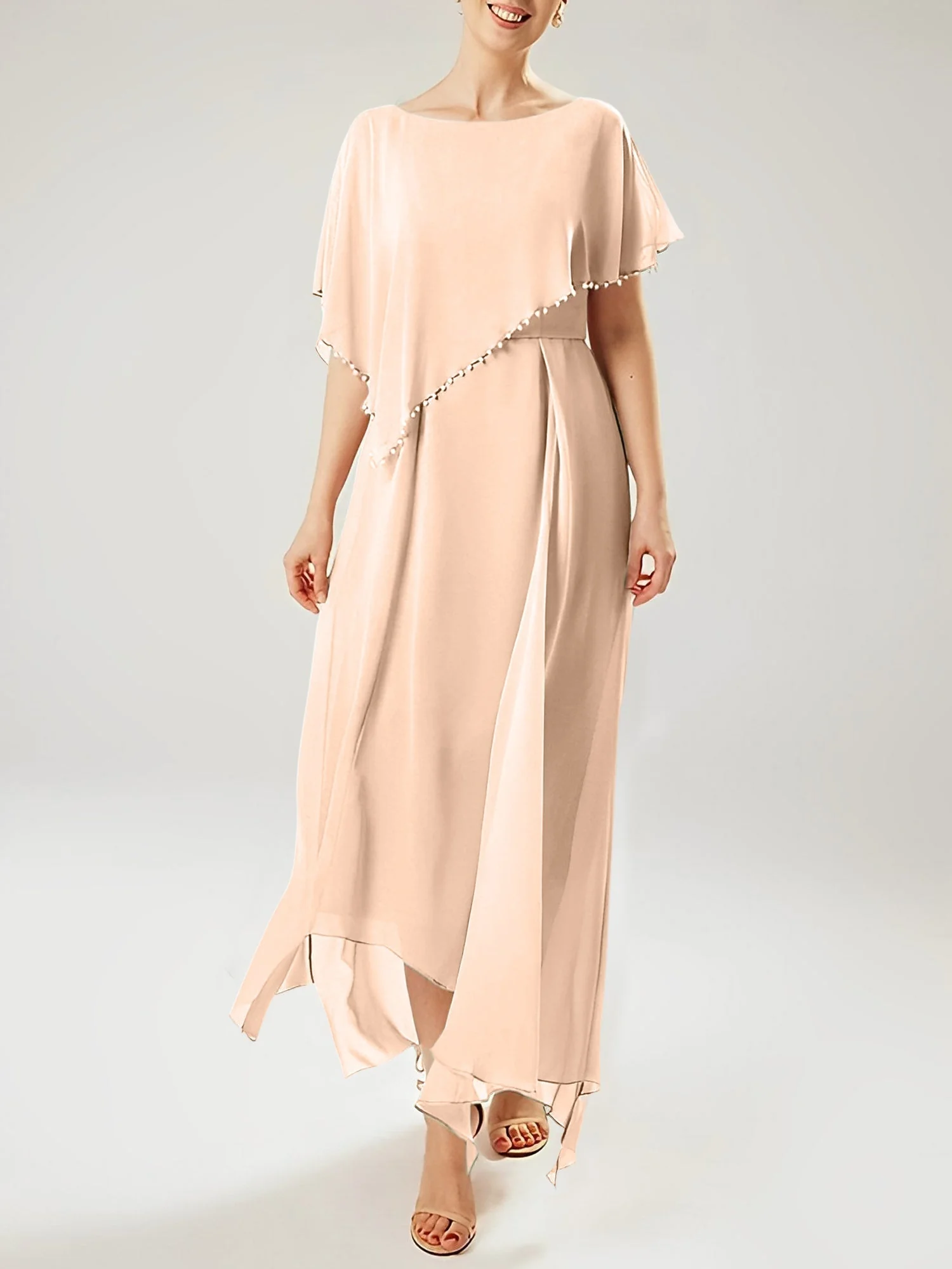 Sheath/Column Scoop Short Sleeves Mother of the Bride Dresses with Tassel - Image 75