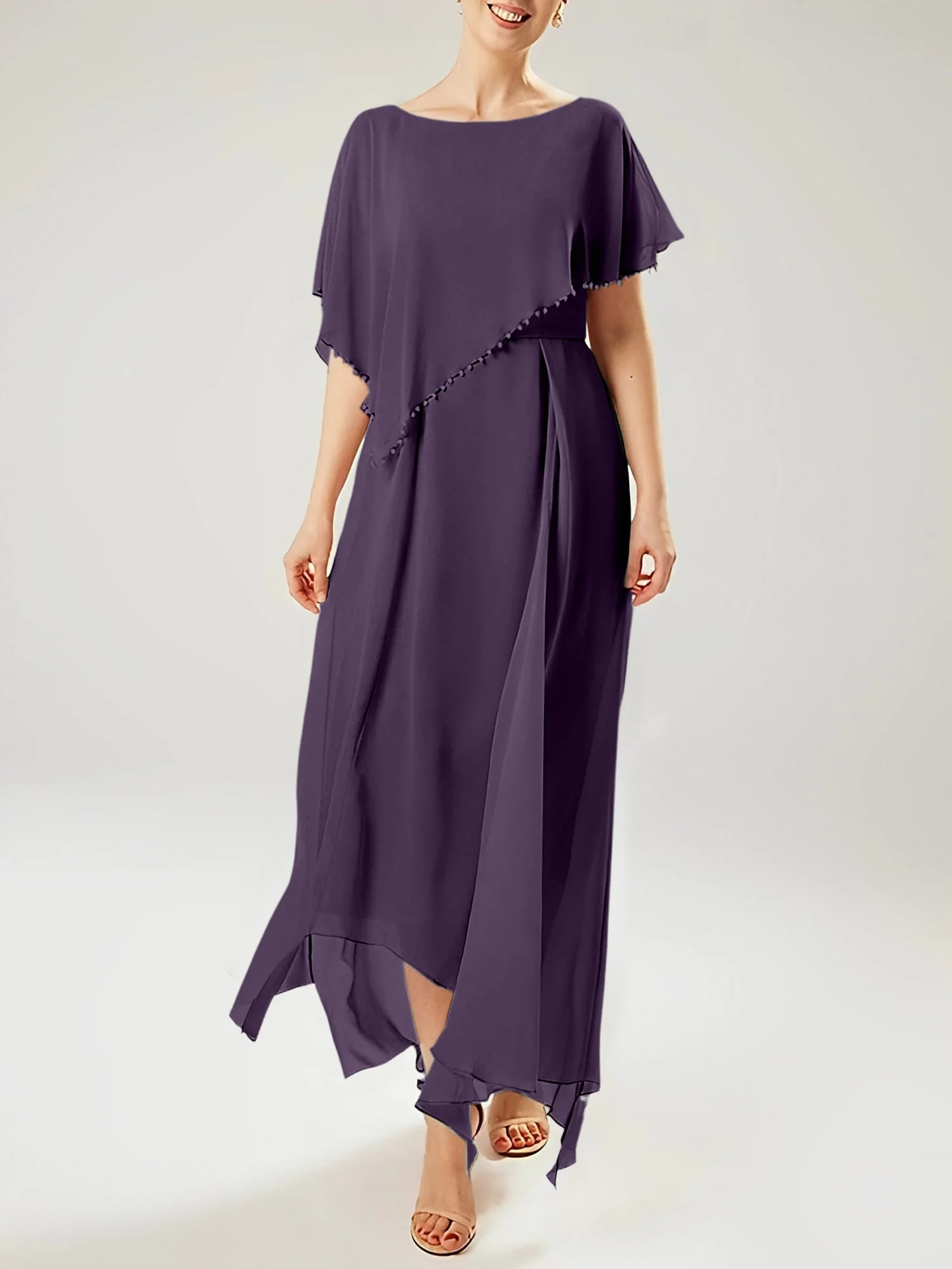 Sheath/Column Scoop Short Sleeves Mother of the Bride Dresses with Tassel - Image 82