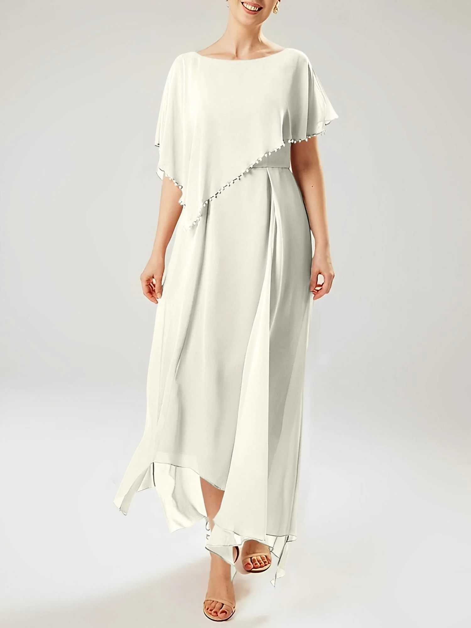 Sheath/Column Scoop Short Sleeves Mother of the Bride Dresses with Tassel - Image 84