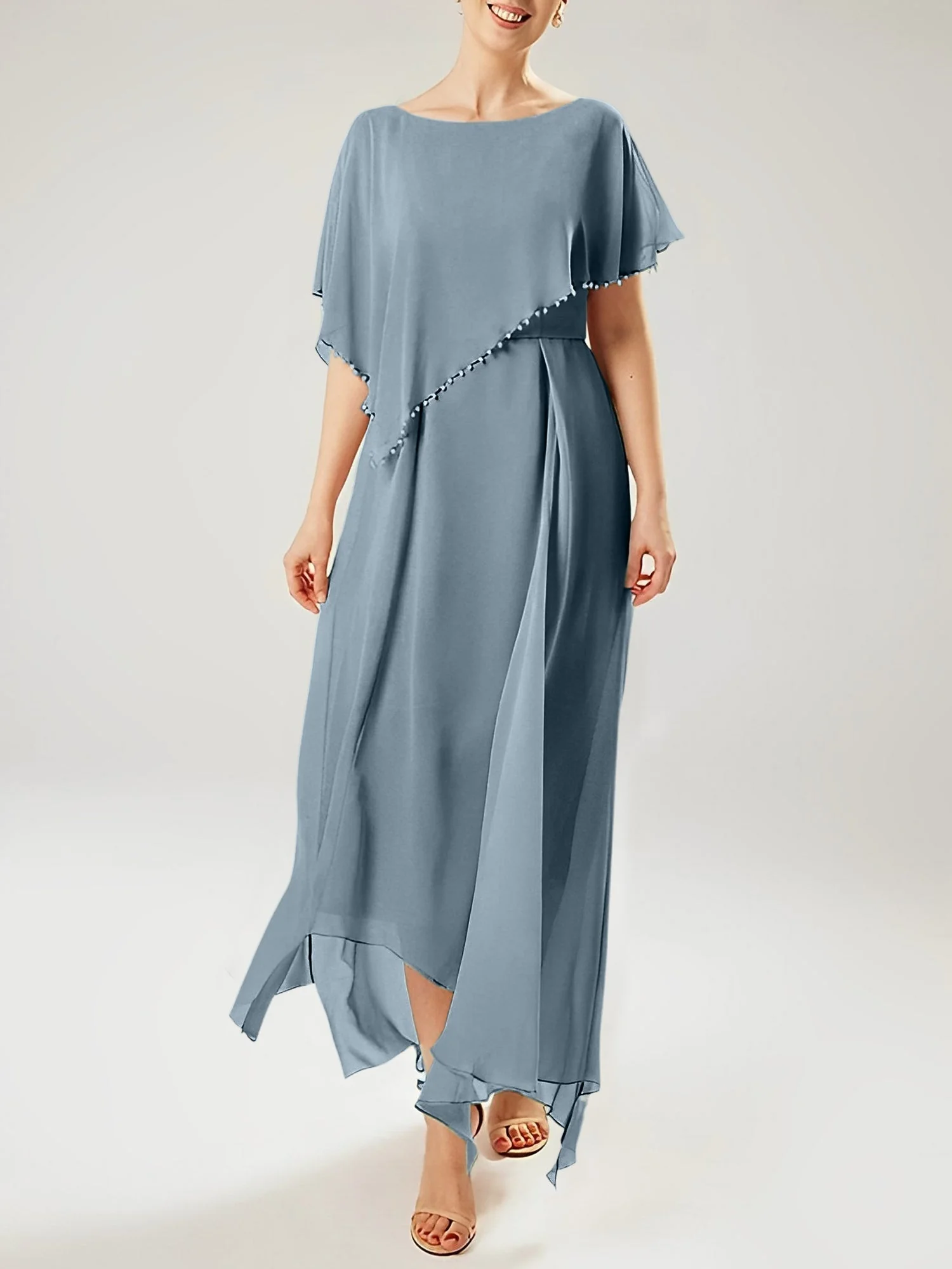 Sheath/Column Scoop Short Sleeves Mother of the Bride Dresses with Tassel - Image 88