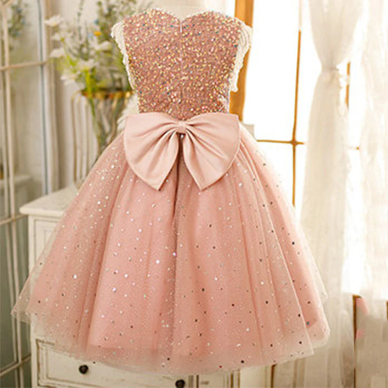 Toddler Ball Gowns Girl Cute Sequins Sleeveless Party Communion Princess Dress - Image 4