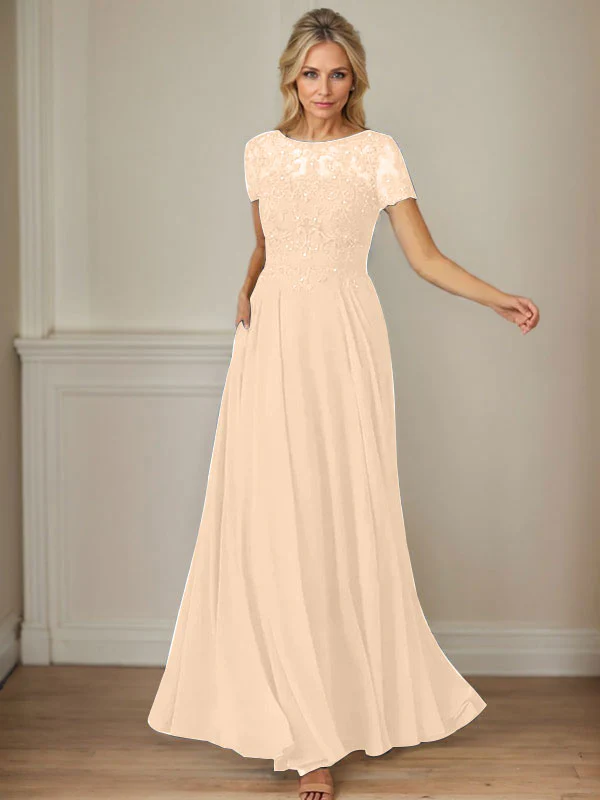 Dark Navy A-Line Boatneck Sequins Chiffon Dress - Image 54