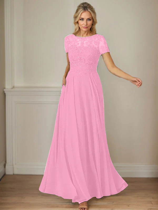 Dark Navy A-Line Boatneck Sequins Chiffon Dress - Image 55