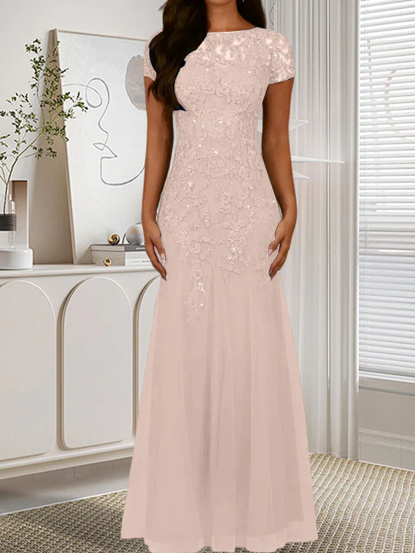 Dark Navy Mermaid Scoop Sequins Tulle Dress - Image 11