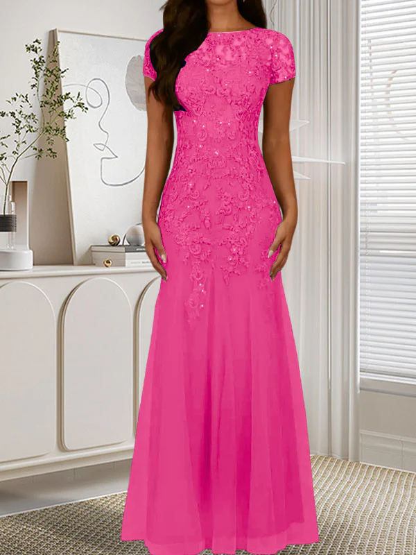Dark Navy Mermaid Scoop Sequins Tulle Dress - Image 21