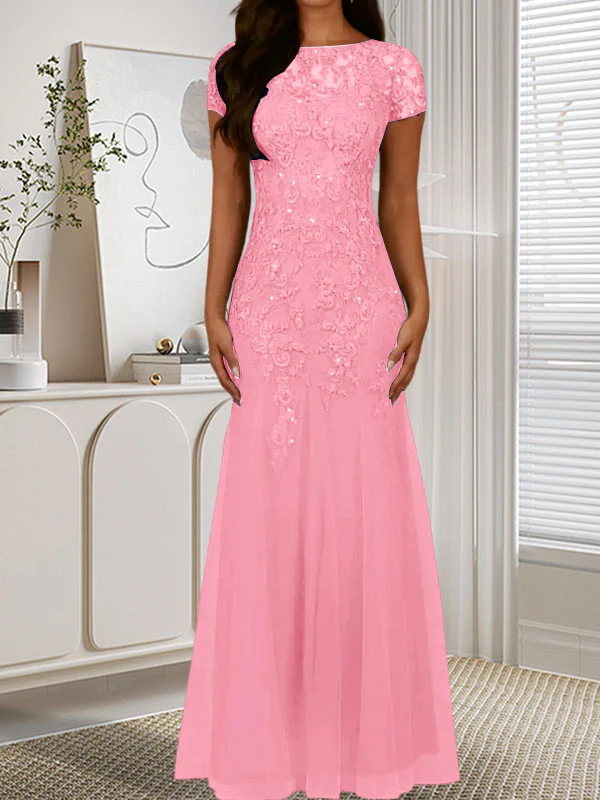 Dark Navy Mermaid Scoop Sequins Tulle Dress - Image 24