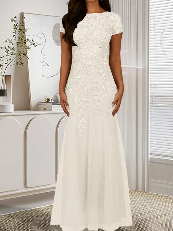 Dark Navy Mermaid Scoop Sequins Tulle Dress - Image 25