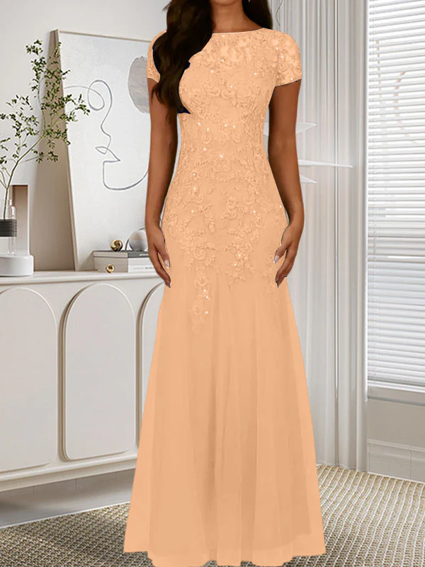 Dark Navy Mermaid Scoop Sequins Tulle Dress - Image 34