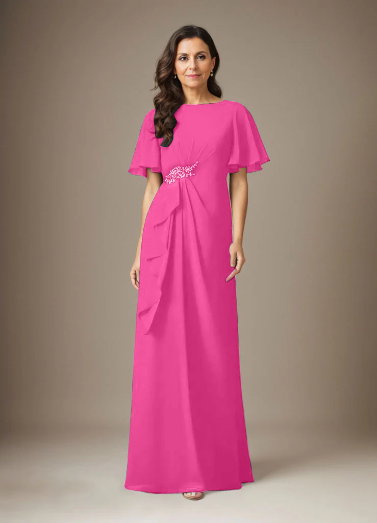 Dark Navy Sheath Beaded Chiffon Dress - Image 15